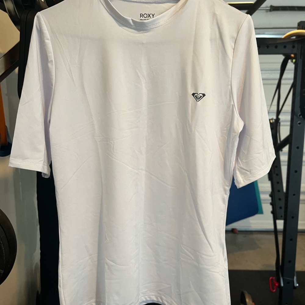 Woman’s Roxy Classic White Short Sleeve Rash Guard